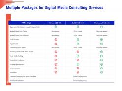 Multiple packages for digital media consulting services ppt infographics