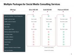Multiple packages for social media consulting services ppt powerpoint graphic design