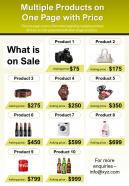 Multiple products on one page with price presentation report infographic ppt pdf document
