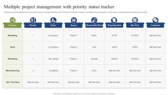 Multiple Project Management With Priority Status Tracker