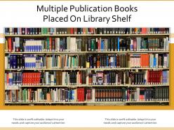 Multiple publication books placed on library shelf