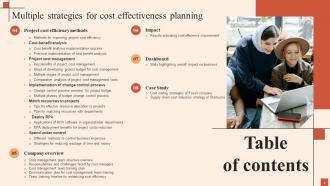 Multiple Strategies For Cost Effectiveness Planning Powerpoint Presentation Slides Engaging Colorful