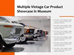 Multiple vintage car product showcase in museum