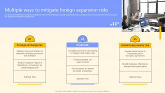 Multiple Ways To Mitigate Foreign Expansion Risks Global Product Market Expansion Guide