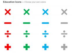 Multiplication minus division plus ppt icons graphics