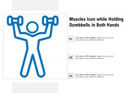 Muscles icon while holding dumbbells in both hands