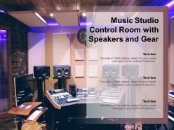 Music studio control room with speakers and gear