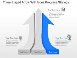 Mx three staged arrow with icons progress strategy powerpoint template