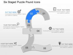 My six staged puzzle pound icons powerpoint template