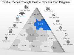 My twelve pieces triangle puzzle process icon diagram powerpoint template slide