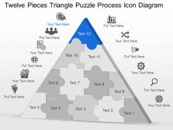 My twelve pieces triangle puzzle process icon diagram powerpoint template slide