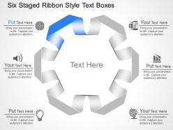 Mz six staged ribbon style text boxes and icons powerpoint template