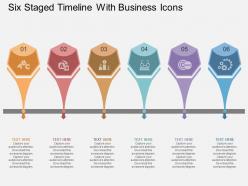 Na six staged timeline with business icons flat powerpoint design