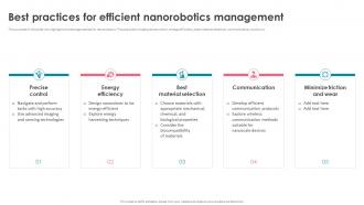 Nanorobotics Best Practices For Efficient Nanorobotics Management