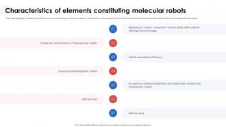 Nanorobotics In Healthcare And Medicine Characteristics Of Elements Constituting Molecular Robots