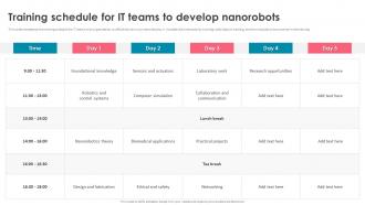 Nanorobotics Training Schedule For IT Teams To Develop Nanorobots