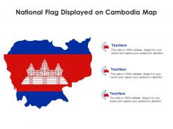 National flag displayed on cambodia map