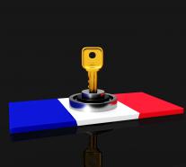 National security for france shown with flag and lock stock photo
