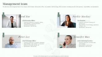 Natural Beautifying Products Company Profile Management Team Ppt Slides Example