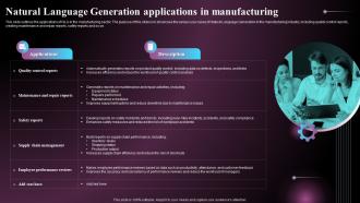 Natural Language Generation Applications In Manufacturing