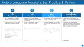 Natural language processing it natural language processing best practices in python