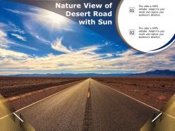 Nature view of desert road with sun