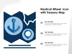 Nautical wheel icon with treasury map