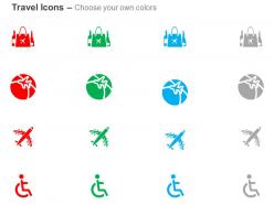 Navigation bag aeroplane handicapped ppt icons graphics