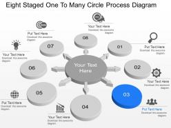 Nd eight staged one to many circle process diagram powerpoint template