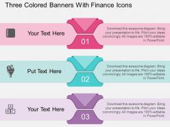 Nd three colored banners with finance icons flat powerpoint design