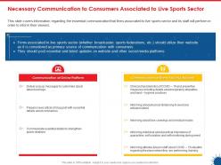 Necessary communication to consumers associated to live sports sector ppt topics