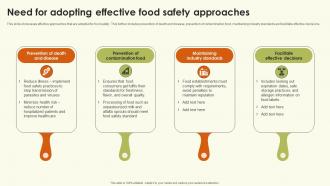 Need For Adopting Effective Food Safety Approaches