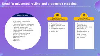 Need For Advanced Routing And Production Mapping Systematic Production Control System