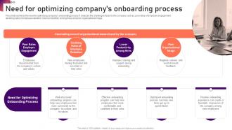 Need For Optimizing Companys Onboarding New Hire Onboarding And Orientation Plan