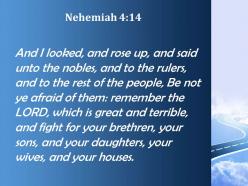 Nehemiah 4 14 who is great and awesome powerpoint church sermon