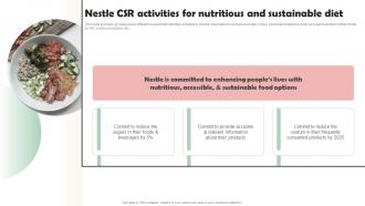 Nestle Company Overview Nestle CSR Activities For Nutritious And Sustainable Diet Strategy SS V