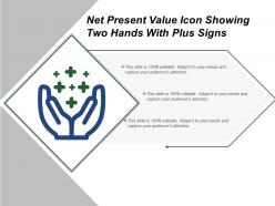 Net present value icon showing two hands with plus signs