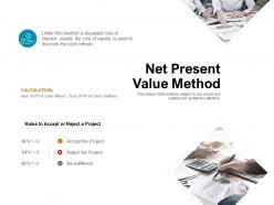 Net present value method money ppt powerpoint presentation ideas