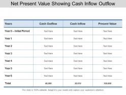 Net present value showing cash inflow outflow