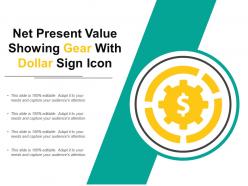 Net present value showing gear with dollar sign icon
