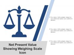 Net present value showing weighing scale icon