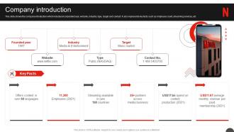 Netflix Company Profile Company Introduction Ppt Slides Example