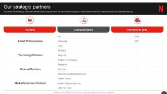 Netflix Company Profile Our Strategic Partners Ppt Styles Gridlines