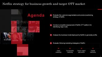 Netflix Strategy For Business Growth And Target OTT Market Strategy CD Compatible Ideas