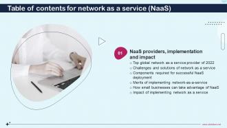 Network As A Service Naas For Table Of Contents Ppt Slides Background Designs