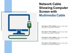 Network cable showing computer screen with multimedia cable