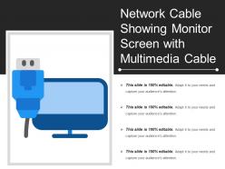 Network cable showing monitor screen with multimedia cable