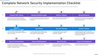 Network Security Complete Network Security Implementation Checklist