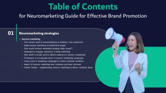 Neuromarketing Guide For Effective Brand Promotion For Table Of Contents MKT SS V