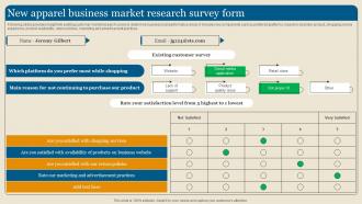 New Apparel Business Market Research Survey Form Survey SS